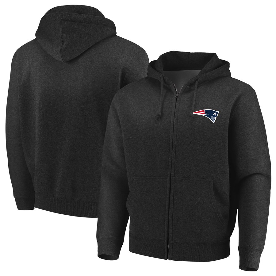 New England Patriots Majestic Cap Logo Full Zip Hoodie Black