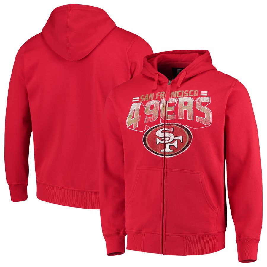 San Francisco 49ers G III Sports by Carl Banks Perfect Season Full Zip Hoodie Scarlet - Click Image to Close