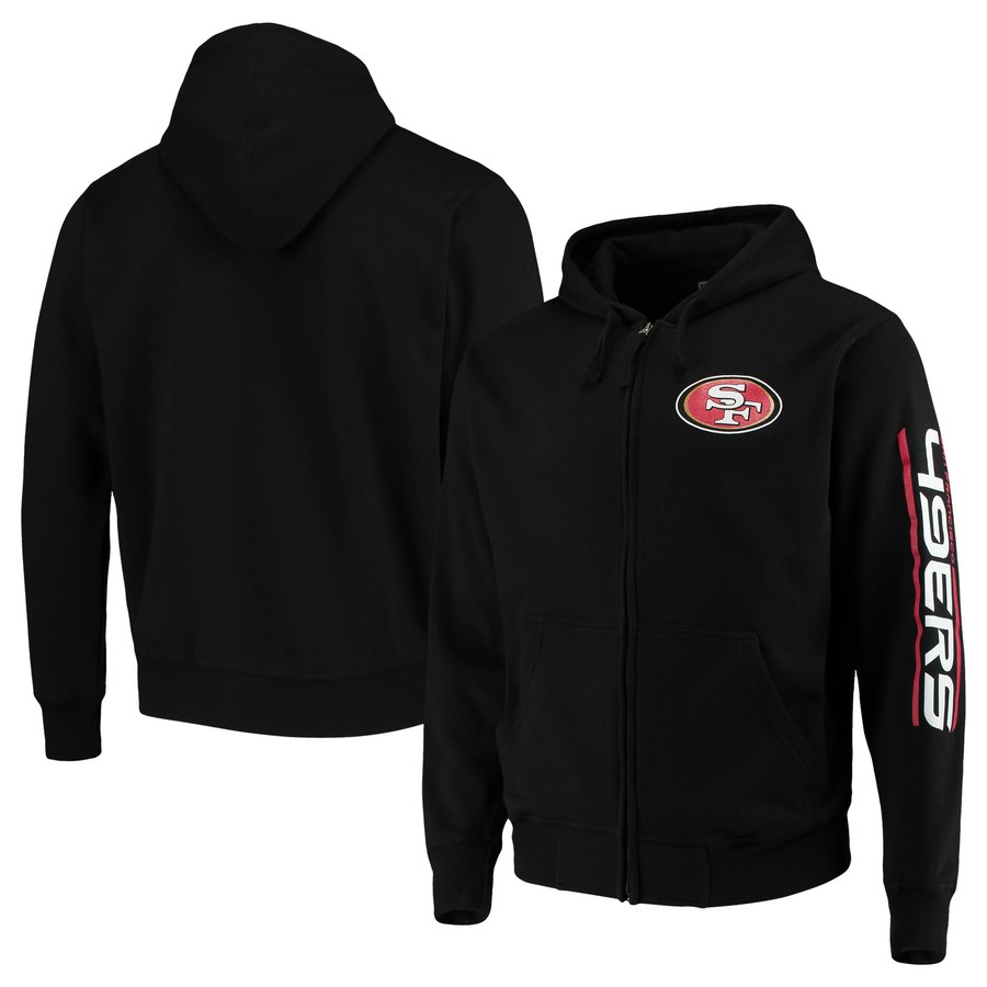 San Francisco 49ers G III Sports by Carl Banks Post Route Full Zip Hoodie Black - Click Image to Close
