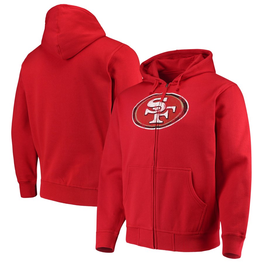 San Francisco 49ers G III Sports by Carl Banks Primary Logo Full Zip Hoodie Scarlet - Click Image to Close