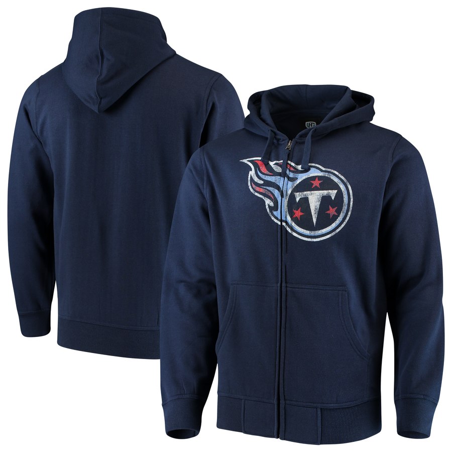 Tennessee Titans G III Sports by Carl Banks Primary Logo Full Zip Hoodie Navy - Click Image to Close