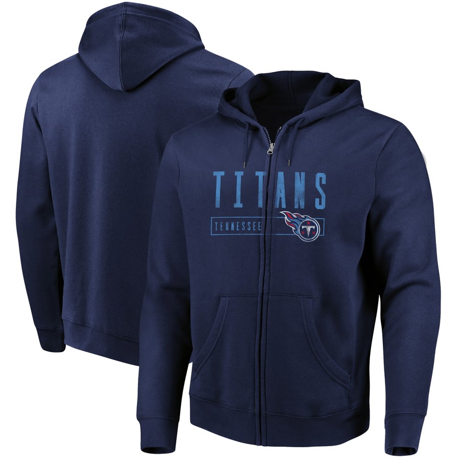 Tennessee Titans Majestic Hyper Stack Full Zip Hoodie Navy - Click Image to Close