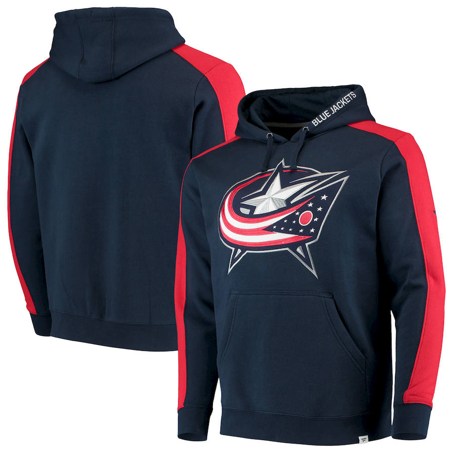 Columbus Blue Jackets Fanatics Branded Iconic Blocked Pullover Hoodie Navy & Red