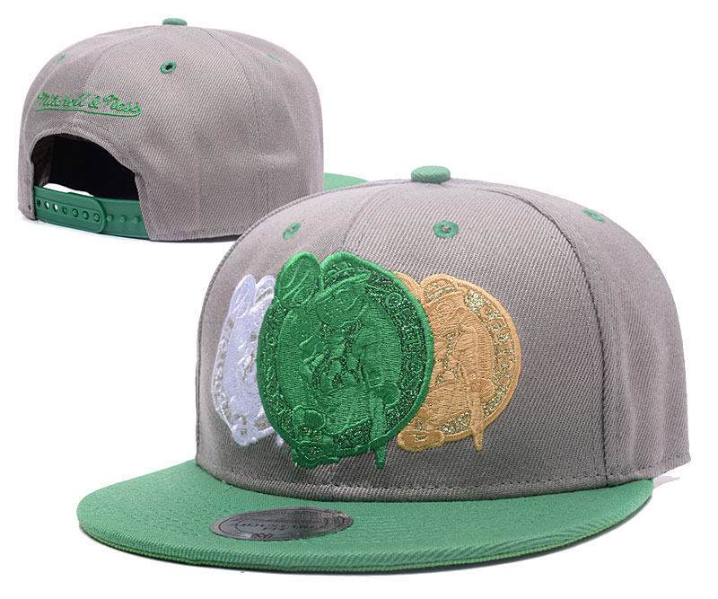 Celtics Team Logo Green Gray Mitchell & Ness Adjustable Hat GS