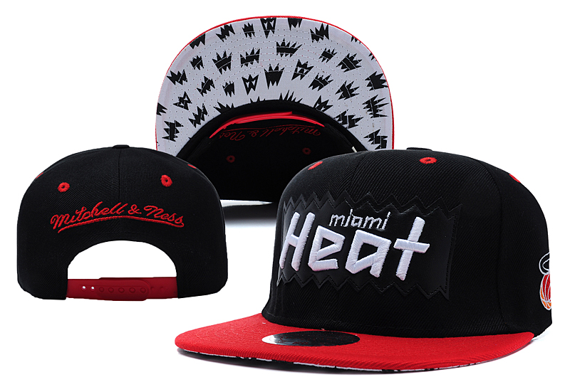 Heat Team Logo Black Mitchell & Ness Adjustable Hat LX