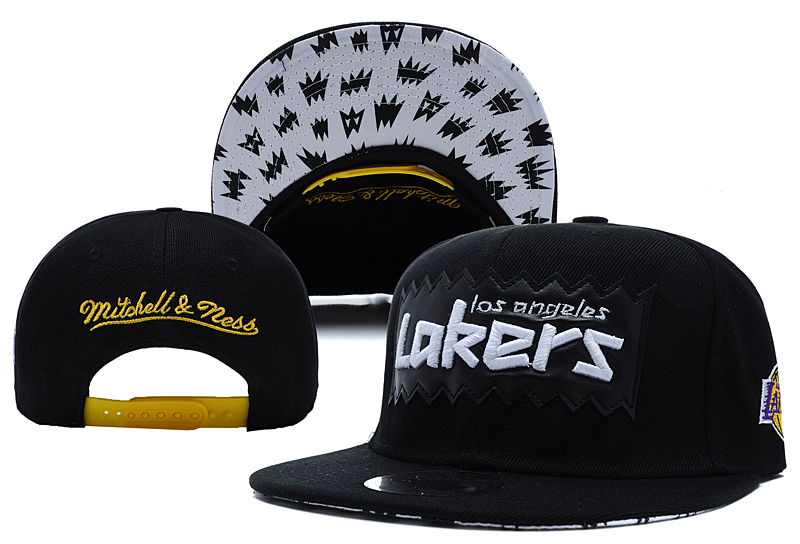 Lakers Team Logo Black Mitchell & Ness Adjustable Hat LX