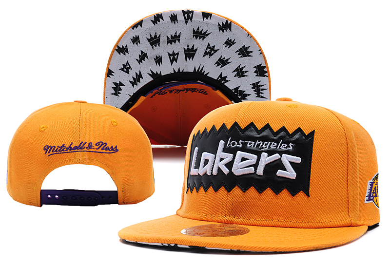 Lakers Team Logo Yellow Mitchell & Ness Adjustable Hat LX