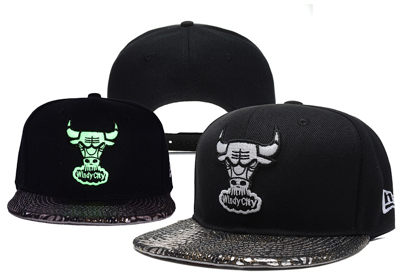 Bulls Team Logo Black Luminous Adjustable Hat YD