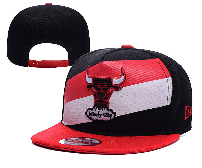 Bulls Team Logo Black With Stripe Adjustable Hat YD