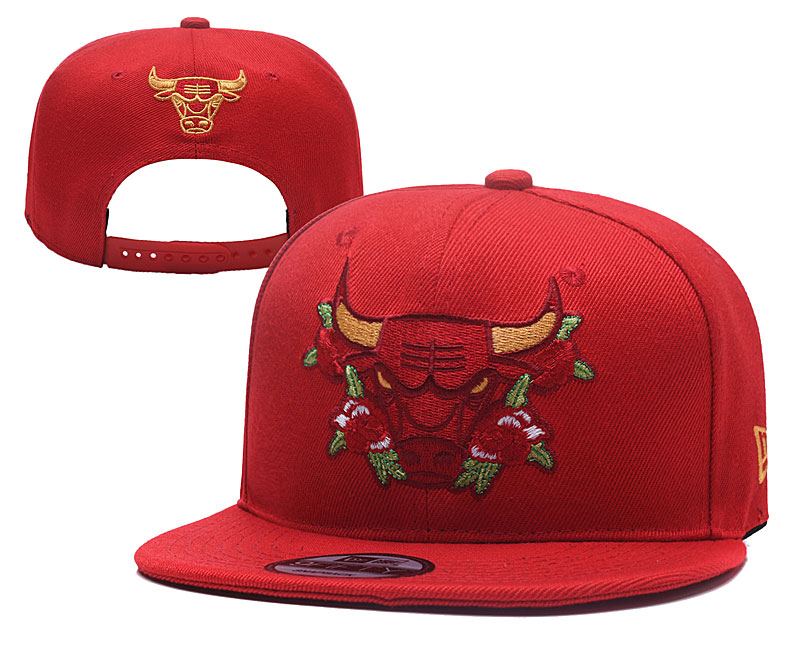 Bulls Team Logo Red Flower Adjustable Hat YD