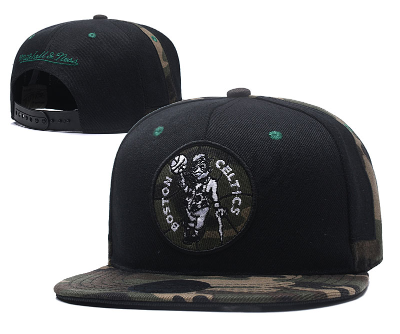 Celtics Team Logo Black Camo Mitchell & Ness Adjustable Hat YD
