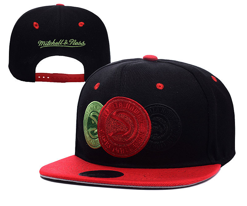 Hawks Fresh Logo Black Colorful Mitchell & Ness Adjustable Hat YD