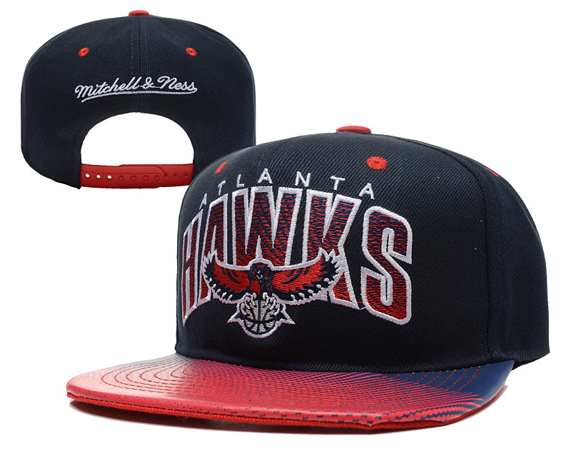 Hawks Fresh Logo Black Red Adjustable Mitchell & Ness Adjustable Hat YD