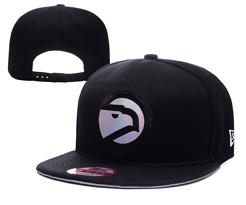 Hawks Team Logo All Black Adjustable Hat YD - Click Image to Close