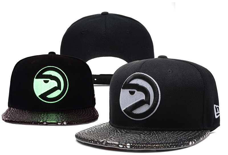 Hawks Team Logo All Black Luminous Mitchell & Ness Adjustable Hat YD