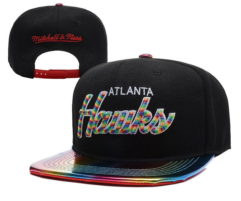 Hawks Team Logo Black Colorful Mitchell & Ness Adjustable Hat YD