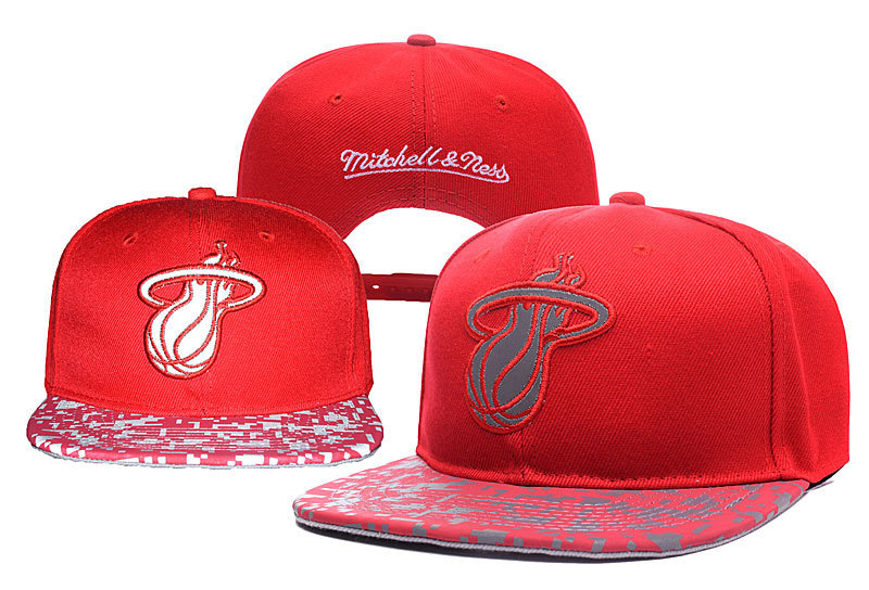 Heat Team Logo Red With Pattern Mitchell & Ness Adjustable Hat YD
