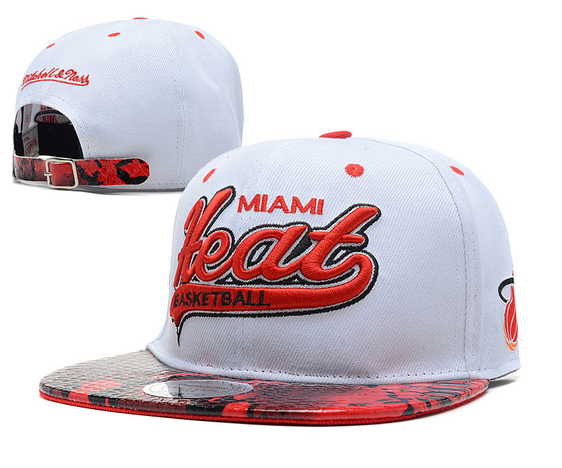 Heat Team Logo White Red Mitchell & Ness Adjustable Hat YD - Click Image to Close
