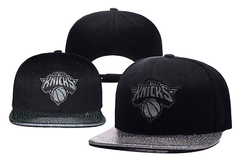 Knicks Team Logo Sliver Black Adjustable Hat YD