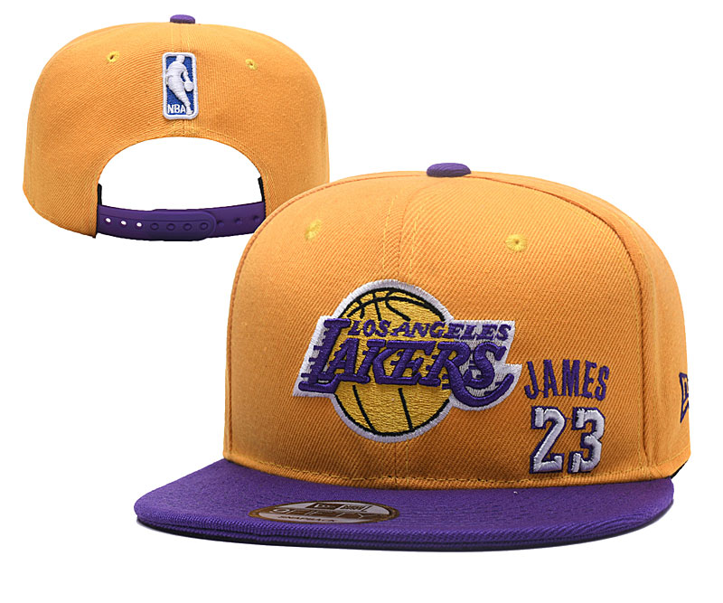 Lakers Team Logo James 23 Yellow Adjustable Hat YD