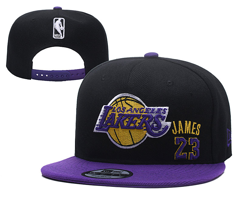 Lakers Team Logo Purple Black James 23 Hat YD