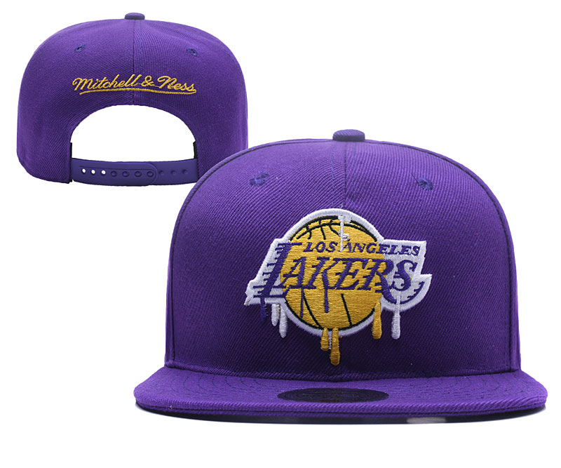Lakers Team Logo Purple Mitchell & Ness Adjustable Hat YD