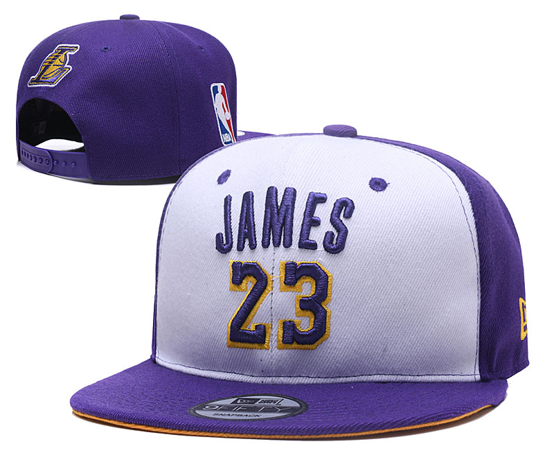 Lakers Team Logo Purple White James 23 Hat YD