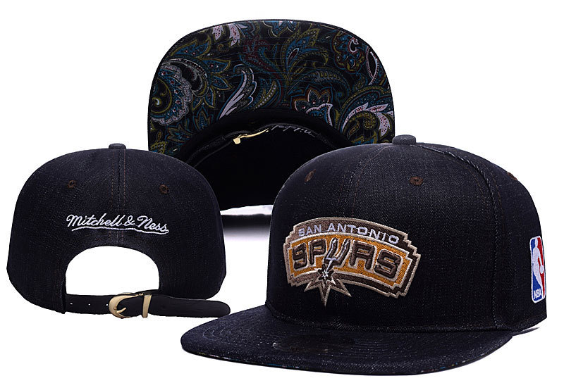 Spurs Team Logo Denim Mitchell & Ness Adjustable Hat YD
