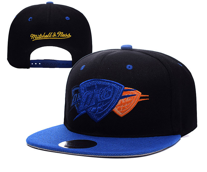 Thunder Team Logo Black Blue Mitchell & Ness Adjustable Hat YD
