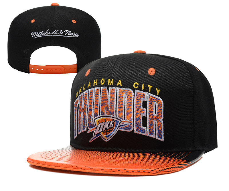 Thunder Team Logo Black Orange Mitchell & Ness Adjustable Hat YD