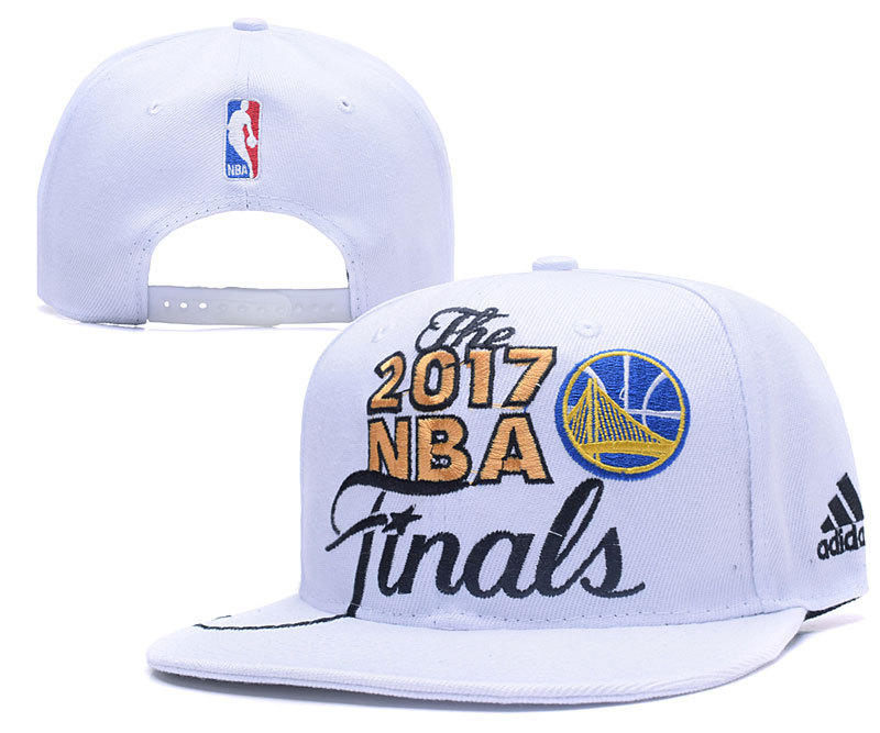 Warriors Team Logo 2017 NBA Finals White Adjustable Hat YD