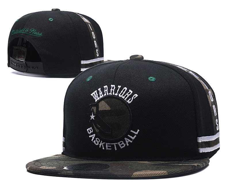 Warriors Team Logo Black Camo Mitchell & Ness Adjustable Hat YD