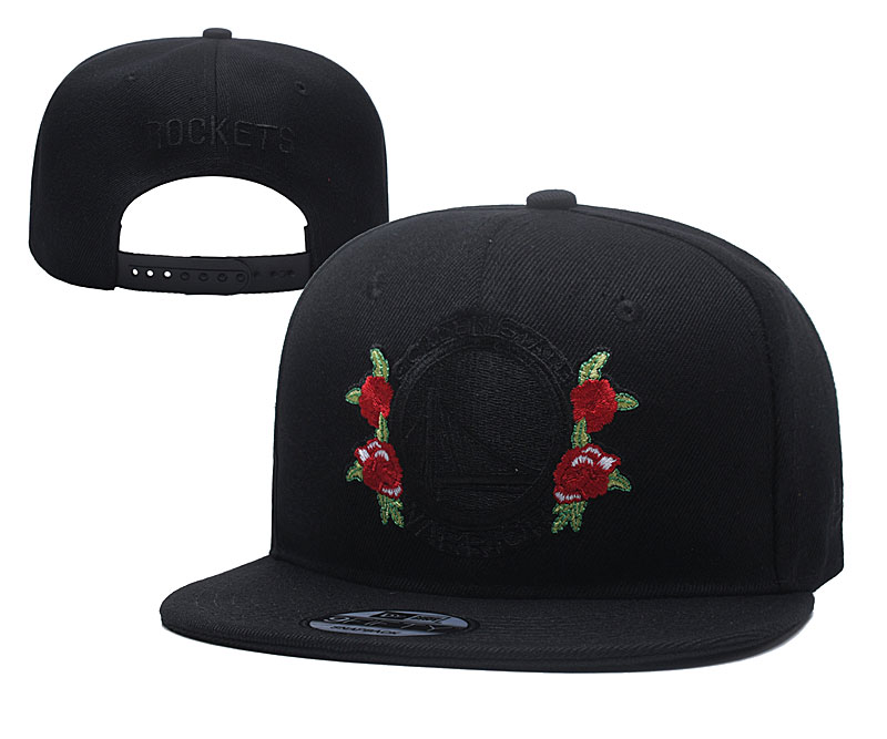 Warriors Team Logo Black Flower Adjustable Hat YD