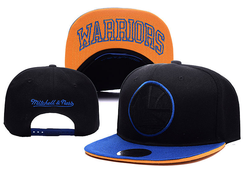 Warriors Team Logo Black Yellow Mitchell & Ness Adjustable Hat YD