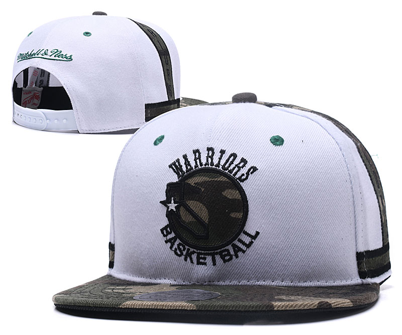Warriors Team Logo White Camo Mitchell & Ness Adjustable Hat YD
