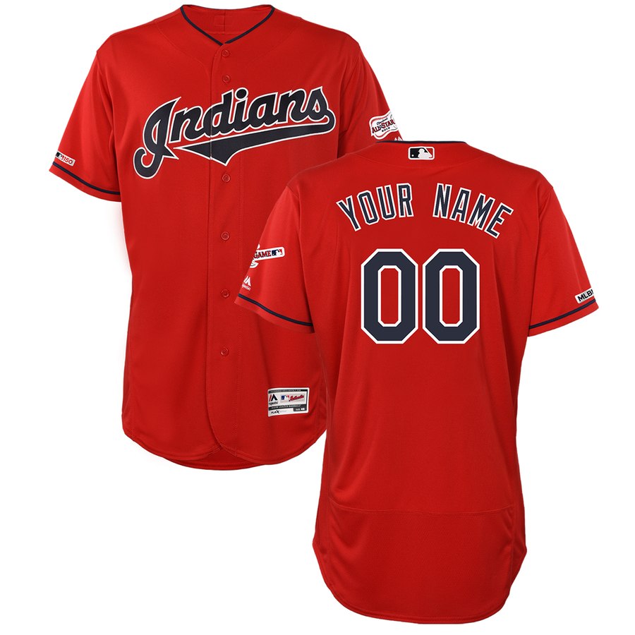Indians Red Men's Customized 150th Patch Flexbase Jersey