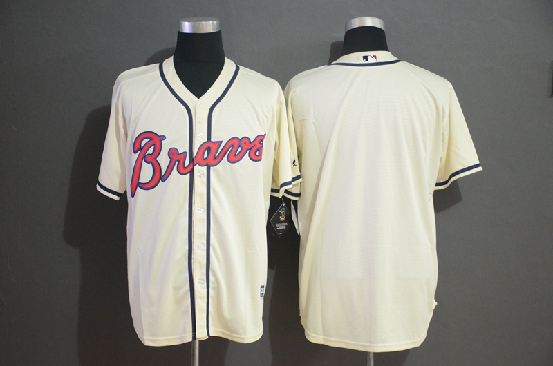 Braves Blank Cream Cool Base Jersey - Click Image to Close