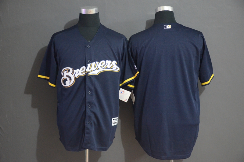 Brewers Blank Navy Cool Base Jersey - Click Image to Close