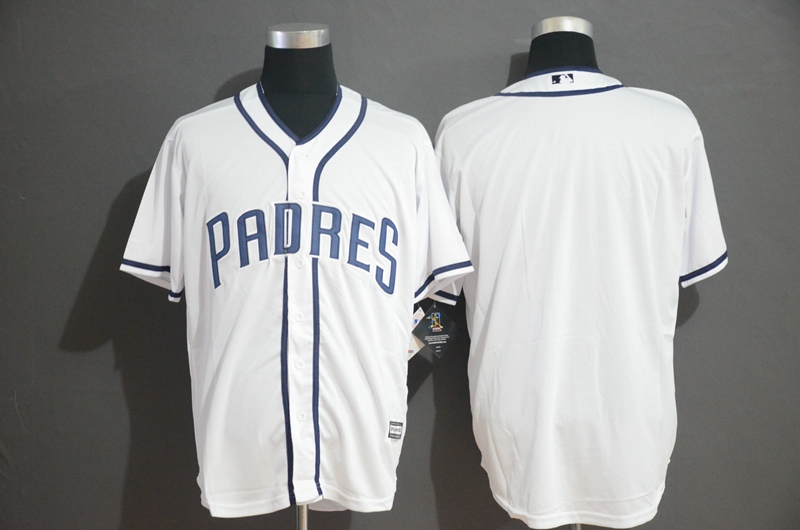Padres Blank White Cool Base Jersey - Click Image to Close