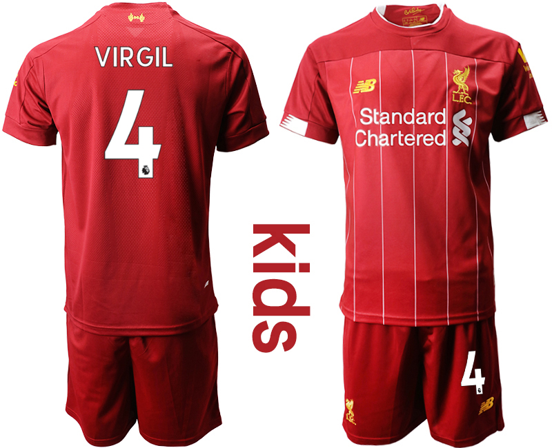 2019-20 Liverpool 4 VIRGIL Youth Home Soccer Jersey
