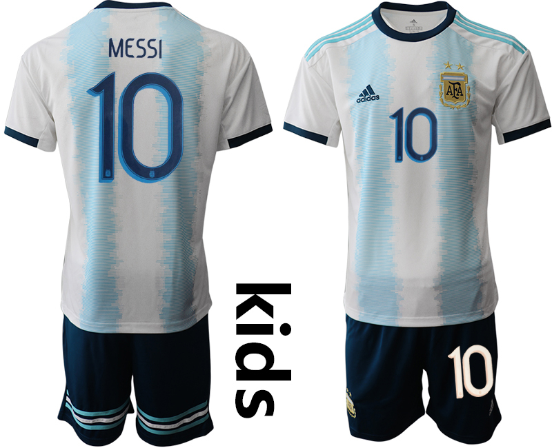 2019-20 Argentina 10 MESSI Youth Home Soccer Jersey