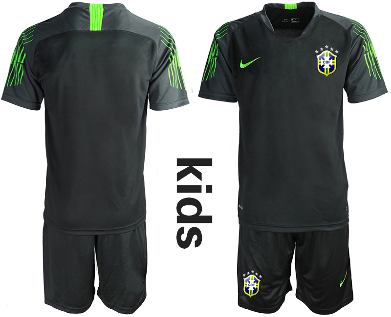 2019-20 Brazil Black Youth Goalkeeper Soccer Jersey - Click Image to Close