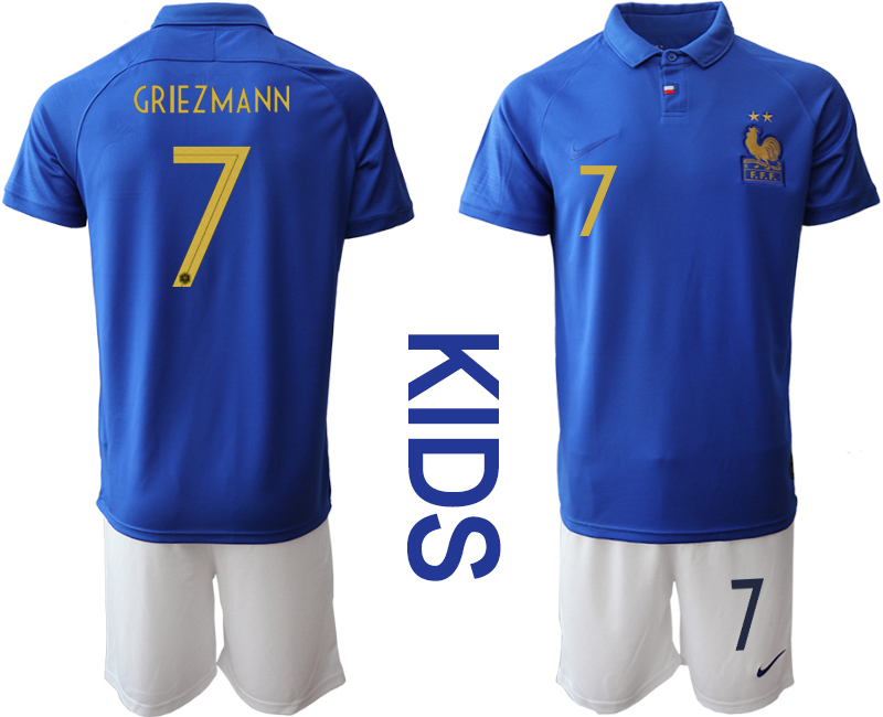 2019-20 France 7 GRIEZMANN Youth Centenary Edition Soccer Jersey - Click Image to Close