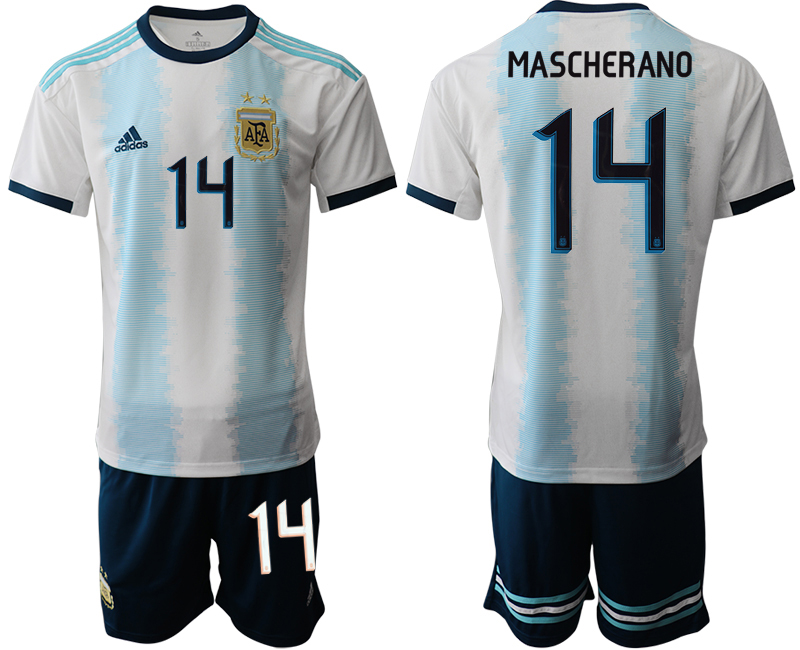 2019-20 Argentina 14 MASCHERANO Home Soccer Jersey