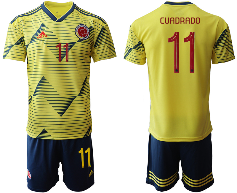 2019-20 Colombia 11 CUADRADO Home Soccer Jersey - Click Image to Close