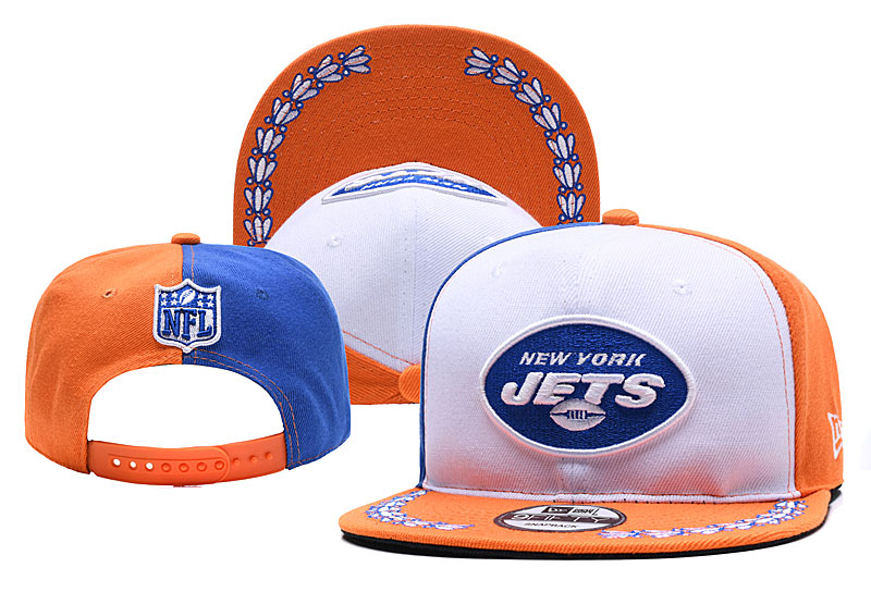Jets Team Logo White Orange 2019 Draft Adjustable Hat YD - Click Image to Close