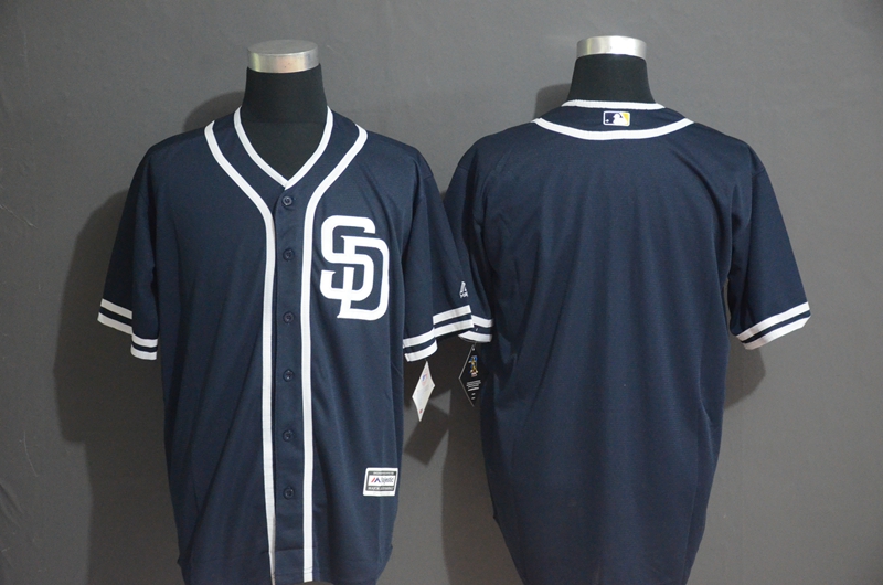 Padres Blank Navy Cool Base Jersey - Click Image to Close