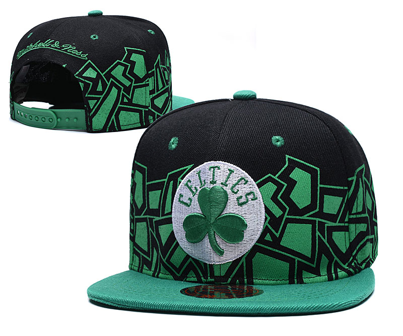 Celtics Team Logo Black Green Mitchell & Ness Adjustable Hat TX