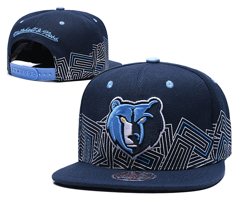 Grizzlies Team Logo Navy Mitchell & Ness Adjustable Hat TX