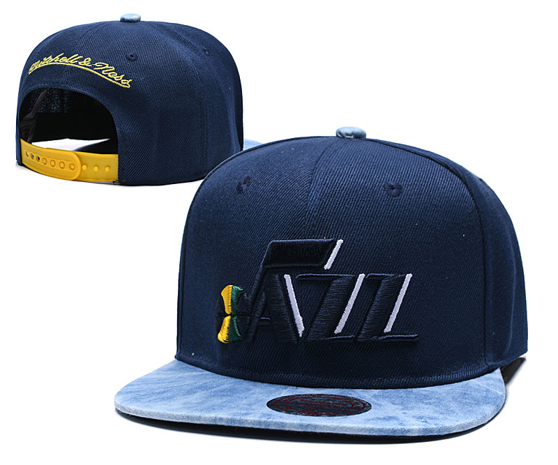 Jazz Team Logo Navy Mitchell & Ness Adjustable Hat TX